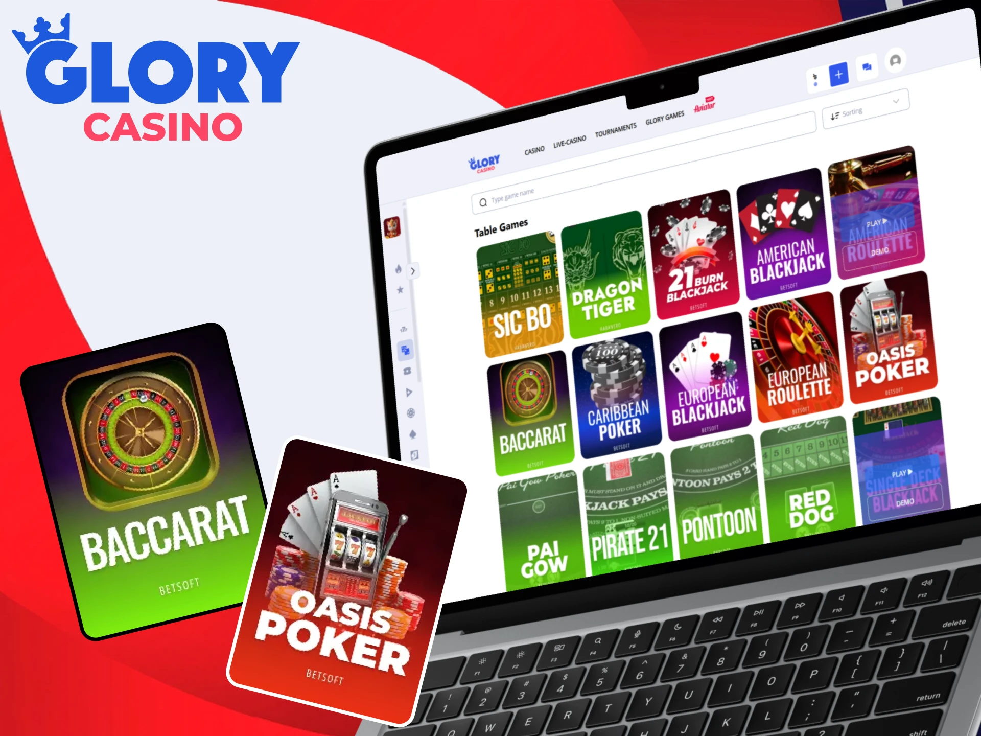 See the types of table games available at Glory Casino.